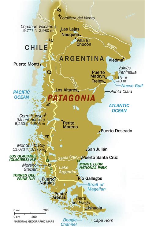 map of argentina and chile patagonia